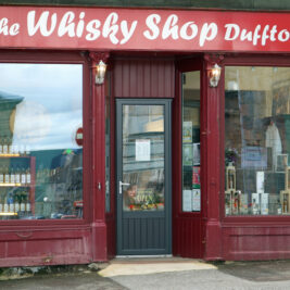 outside the Whisky Shop Dufftown