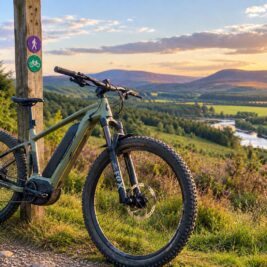 E-bike parked on a scenic trail near Dufftown